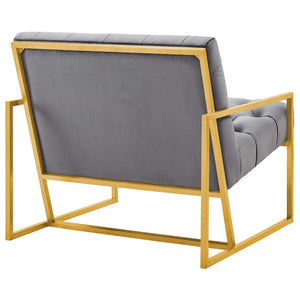 ModwayModway Bequest Gold Stainless Steel Performance Velvet Accent Chair EEI-3073 EEI-3073-GRY- BetterPatio.com