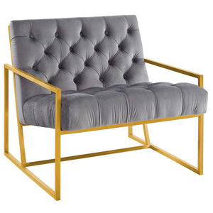 ModwayModway Bequest Gold Stainless Steel Performance Velvet Accent Chair EEI-3073 EEI-3073-GRY- BetterPatio.com