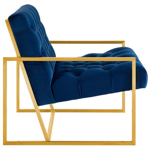 ModwayModway Bequest Gold Stainless Steel Performance Velvet Accent Chair EEI-3073 EEI-3073-NAV- BetterPatio.com