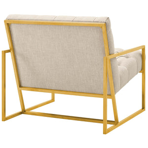 ModwayModway Bequest Gold Stainless Steel Upholstered Fabric Accent Chair EEI-3074 EEI-3074-BEI- BetterPatio.com