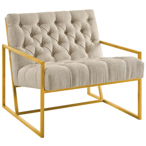 ModwayModway Bequest Gold Stainless Steel Upholstered Fabric Accent Chair EEI-3074 EEI-3074-BEI- BetterPatio.com