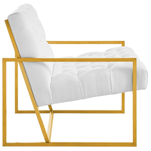 ModwayModway Bequest Gold Stainless Steel Upholstered Fabric Accent Chair EEI-3074 EEI-3074-WHI- BetterPatio.com