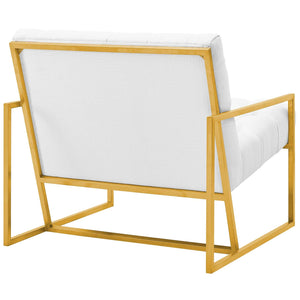 ModwayModway Bequest Gold Stainless Steel Upholstered Fabric Accent Chair EEI-3074 EEI-3074-WHI- BetterPatio.com