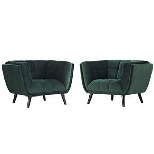 ModwayModway Bestow 2 Piece Performance Velvet Armchair Set EEI-2983 EEI-2983-GRN-SET- BetterPatio.com