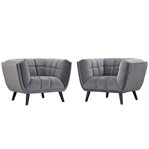 ModwayModway Bestow 2 Piece Performance Velvet Armchair Set EEI-2983 EEI-2983-GRY-SET- BetterPatio.com