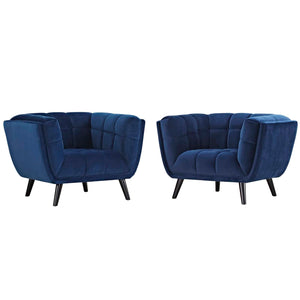 ModwayModway Bestow 2 Piece Performance Velvet Armchair Set EEI-2983 EEI-2983-NAV-SET- BetterPatio.com