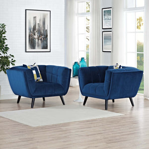 ModwayModway Bestow 2 Piece Performance Velvet Armchair Set EEI-2983 EEI-2983-NAV-SET- BetterPatio.com