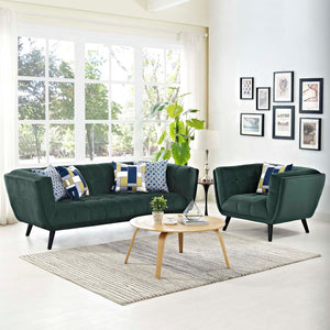 ModwayModway Bestow 2 Piece Performance Velvet Sofa and Armchair Set EEI-2980 EEI-2980-GRN-SET- BetterPatio.com