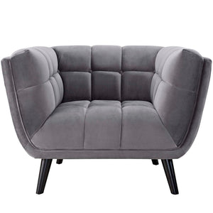 ModwayModway Bestow 2 Piece Performance Velvet Sofa and Armchair Set EEI-2980 EEI-2980-GRY-SET- BetterPatio.com