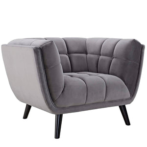 ModwayModway Bestow 2 Piece Performance Velvet Sofa and Armchair Set EEI-2980 EEI-2980-GRY-SET- BetterPatio.com