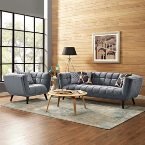 ModwayModway Bestow 2 Piece Performance Velvet Sofa and Armchair Set EEI-2980 EEI-2980-GRY-SET- BetterPatio.com