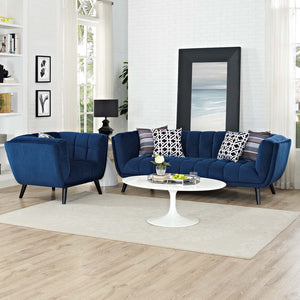 ModwayModway Bestow 2 Piece Performance Velvet Sofa and Armchair Set EEI-2980 EEI-2980-NAV-SET- BetterPatio.com