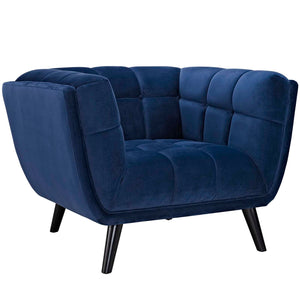 ModwayModway Bestow 2 Piece Performance Velvet Sofa and Armchair Set EEI-2980 EEI-2980-NAV-SET- BetterPatio.com