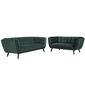 ModwayModway Bestow 2 Piece Performance Velvet Sofa and Loveseat Set EEI-2979 EEI-2979-GRN-SET- BetterPatio.com