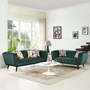 ModwayModway Bestow 2 Piece Performance Velvet Sofa and Loveseat Set EEI-2979 EEI-2979-GRN-SET- BetterPatio.com