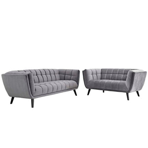 ModwayModway Bestow 2 Piece Performance Velvet Sofa and Loveseat Set EEI-2979 EEI-2979-GRY-SET- BetterPatio.com