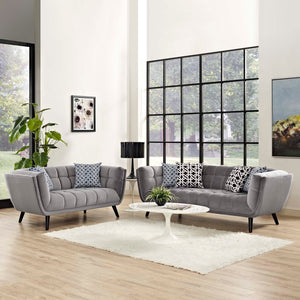 ModwayModway Bestow 2 Piece Performance Velvet Sofa and Loveseat Set EEI-2979 EEI-2979-GRY-SET- BetterPatio.com