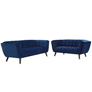 ModwayModway Bestow 2 Piece Performance Velvet Sofa and Loveseat Set EEI-2979 EEI-2979-NAV-SET- BetterPatio.com