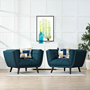 ModwayModway Bestow 2 Piece Upholstered Fabric Armchair Set EEI-2982 EEI-2982-BLU-SET- BetterPatio.com