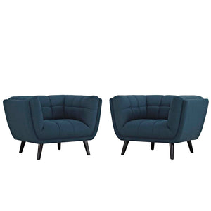 ModwayModway Bestow 2 Piece Upholstered Fabric Armchair Set EEI-2982 EEI-2982-BLU-SET- BetterPatio.com