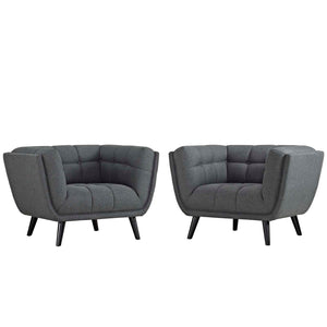 ModwayModway Bestow 2 Piece Upholstered Fabric Armchair Set EEI-2982 EEI-2982-GRY-SET- BetterPatio.com