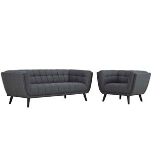 ModwayModway Bestow 2 Piece Upholstered Fabric Sofa and Armchair Set EEI-2976 EEI-2976-GRY-SET- BetterPatio.com