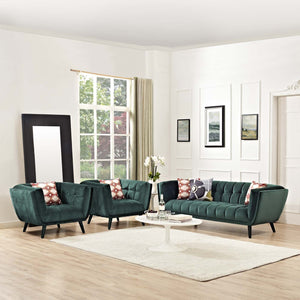 ModwayModway Bestow 3 Piece Performance Velvet Sofa and Armchair Set EEI-2981 EEI-2981-GRN-SET- BetterPatio.com