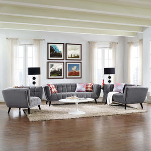 ModwayModway Bestow 3 Piece Performance Velvet Sofa Loveseat and Armchair Set EEI-2978 EEI-2978-GRY-SET- BetterPatio.com