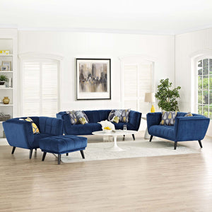 ModwayModway Bestow 3 Piece Performance Velvet Sofa Loveseat and Armchair Set EEI-2978 EEI-2978-NAV-SET- BetterPatio.com