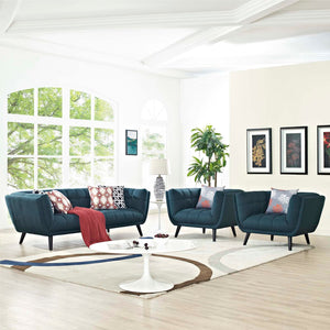 ModwayModway Bestow 3 Piece Upholstered Fabric Sofa and Armchair Set EEI-2977 EEI-2977-BLU-SET- BetterPatio.com