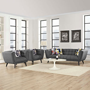 ModwayModway Bestow 3 Piece Upholstered Fabric Sofa and Armchair Set EEI-2977 EEI-2977-GRY-SET- BetterPatio.com