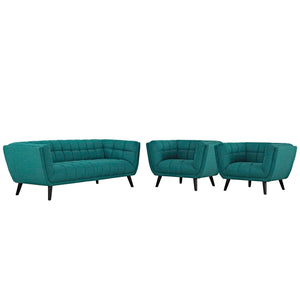 ModwayModway Bestow 3 Piece Upholstered Fabric Sofa and Armchair Set EEI-2977 EEI-2977-TEA-SET- BetterPatio.com