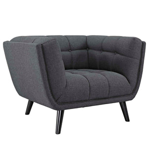 ModwayModway Bestow 3 Piece Upholstered Fabric Sofa Loveseat and Armchair Set EEI-2974 EEI-2974-GRY-SET- BetterPatio.com