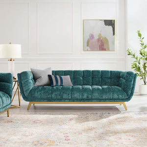 ModwayModway Bestow Crushed Performance Velvet Sofa EEI-4410 EEI-4410-TEA- BetterPatio.com