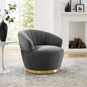 ModwayModway Billow Tufted Performance Velvet Swivel Chair EEI-4344 EEI-4344-GRY- BetterPatio.com