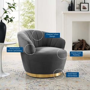 ModwayModway Billow Tufted Performance Velvet Swivel Chair EEI-4344 EEI-4344-GRY- BetterPatio.com