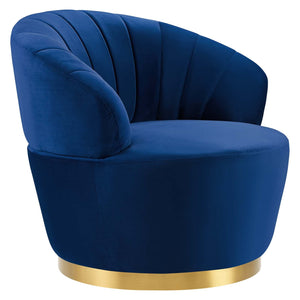 ModwayModway Billow Tufted Performance Velvet Swivel Chair EEI-4344 EEI-4344-NAV- BetterPatio.com