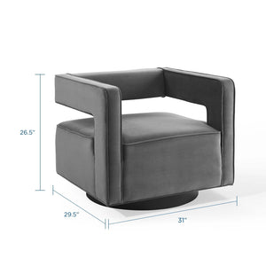 ModwayModway Booth Performance Velvet Swivel Armchair EEI-3948 EEI-3948-GRY- BetterPatio.com