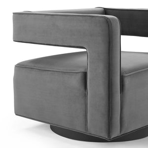 ModwayModway Booth Performance Velvet Swivel Armchair EEI-3948 EEI-3948-GRY- BetterPatio.com