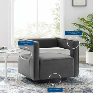 ModwayModway Booth Performance Velvet Swivel Armchair EEI-3948 EEI-3948-GRY- BetterPatio.com