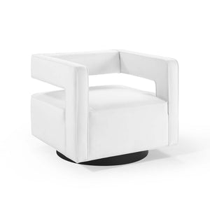 ModwayModway Booth Performance Velvet Swivel Armchair EEI-3948 EEI-3948-WHI- BetterPatio.com