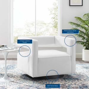 ModwayModway Booth Performance Velvet Swivel Armchair EEI-3948 EEI-3948-WHI- BetterPatio.com