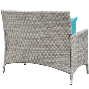 ModwayModway Bridge 4 Piece Outdoor Patio Patio Conversation Set with Pillow Set EEI-2763 EEI-2763-LGR-NAV- BetterPatio.com