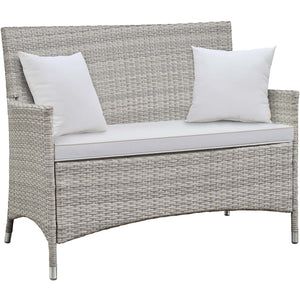 ModwayModway Bridge 4 Piece Outdoor Patio Patio Conversation Set with Pillow Set EEI-2763 EEI-2763-LGR-NAV- BetterPatio.com