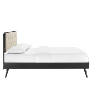 ModwayModway Bridgette Full Wood Platform Bed With Splayed Legs MOD-6646 MOD-6646-BLK-BEI- BetterPatio.com