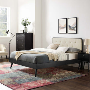 ModwayModway Bridgette Full Wood Platform Bed With Splayed Legs MOD-6646 MOD-6646-BLK-BEI- BetterPatio.com