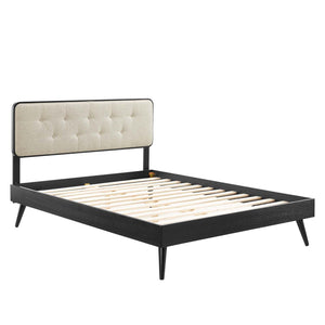 ModwayModway Bridgette Full Wood Platform Bed With Splayed Legs MOD-6646 MOD-6646-BLK-BEI- BetterPatio.com