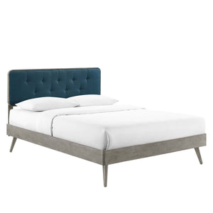 ModwayModway Bridgette Full Wood Platform Bed With Splayed Legs MOD-6646 MOD-6646-GRY-AZU- BetterPatio.com