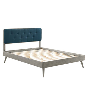 ModwayModway Bridgette Full Wood Platform Bed With Splayed Legs MOD-6646 MOD-6646-GRY-AZU- BetterPatio.com