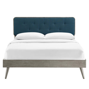 ModwayModway Bridgette Full Wood Platform Bed With Splayed Legs MOD-6646 MOD-6646-GRY-AZU- BetterPatio.com